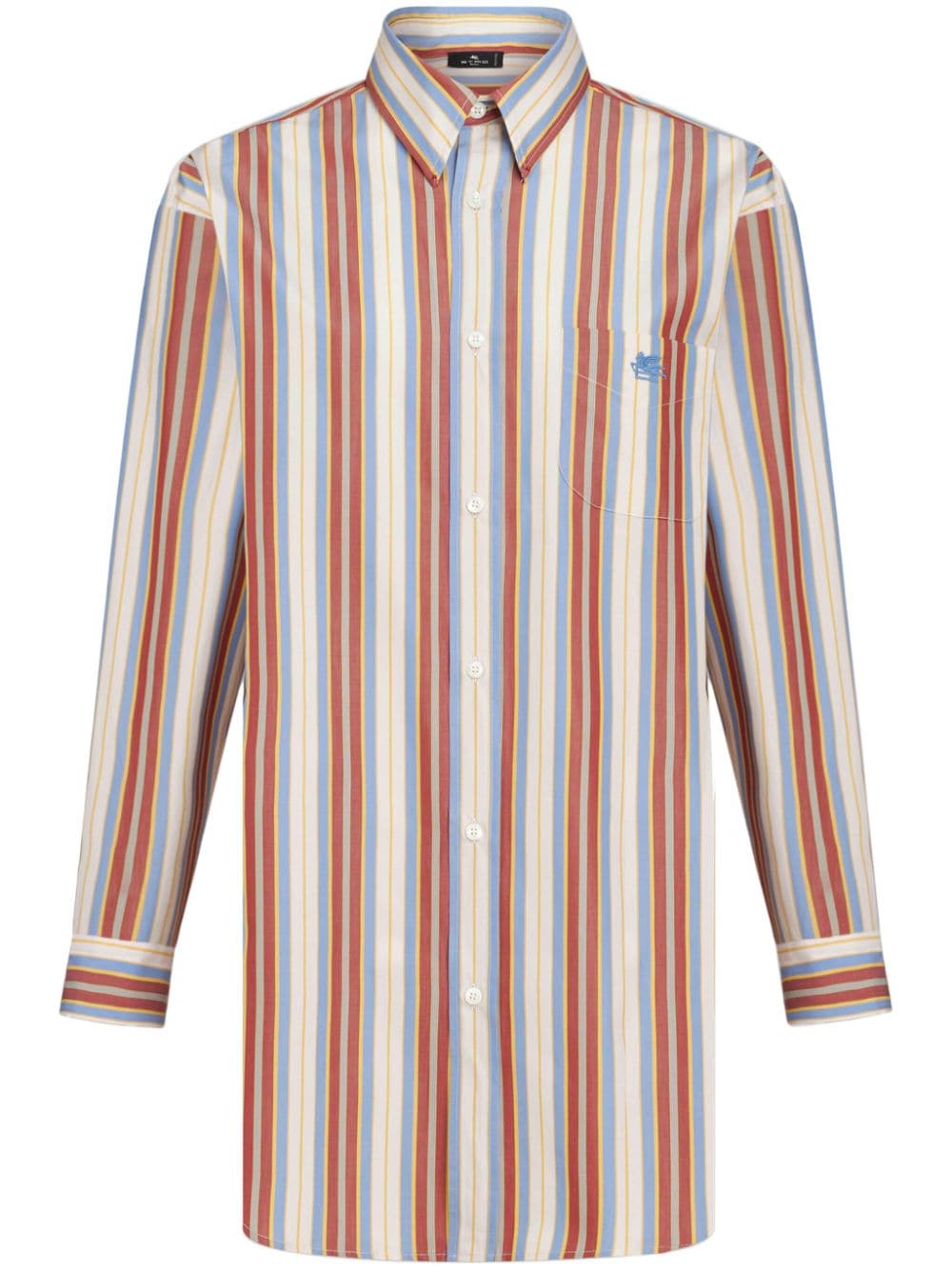Poplin texture vertical stripe print shirt