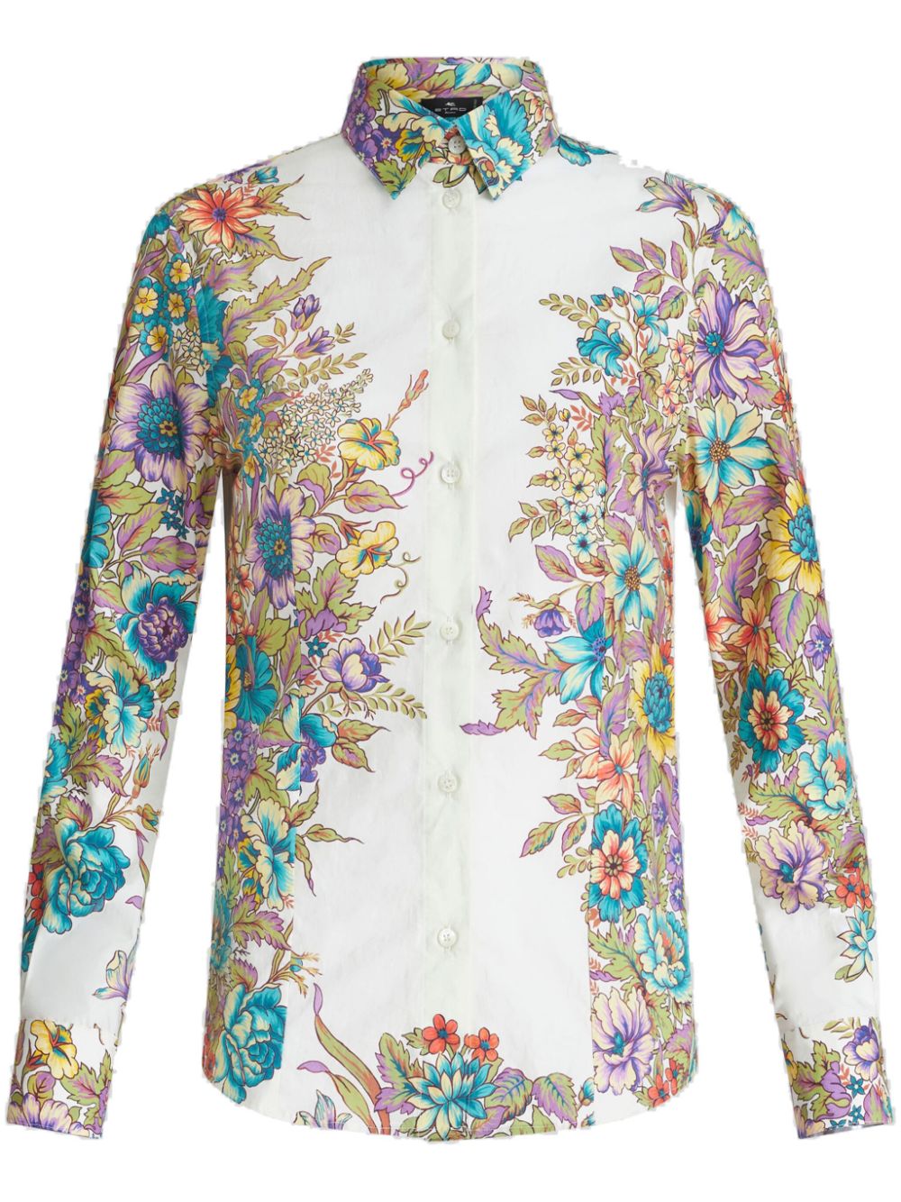 Camicia in cotone stretch con stampa floreale<br><br><br>