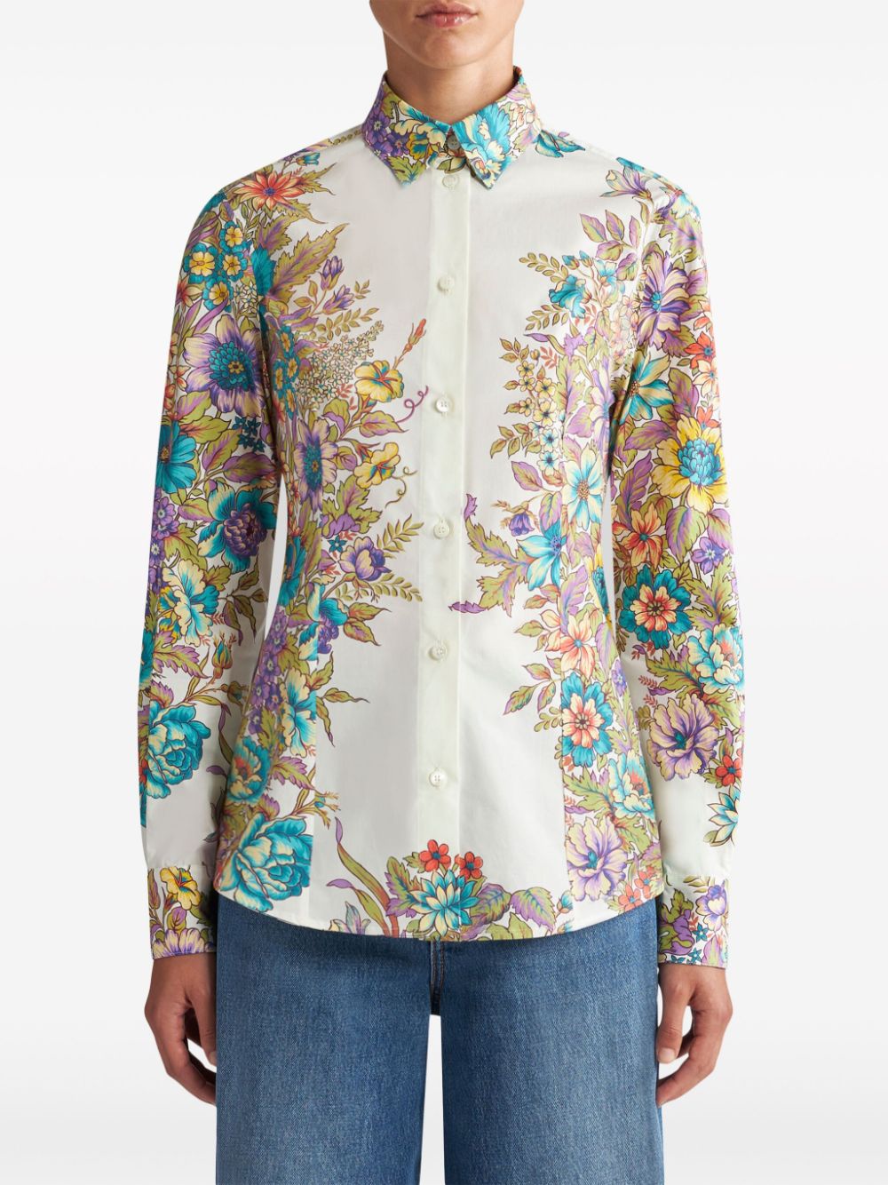 Floral-print stretch-cotton shirt<BR/><BR/><BR/>