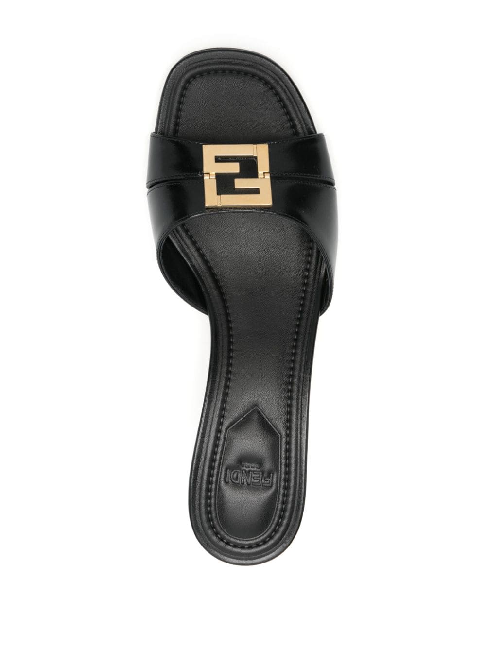 Black calf leather almond open toe sandals
