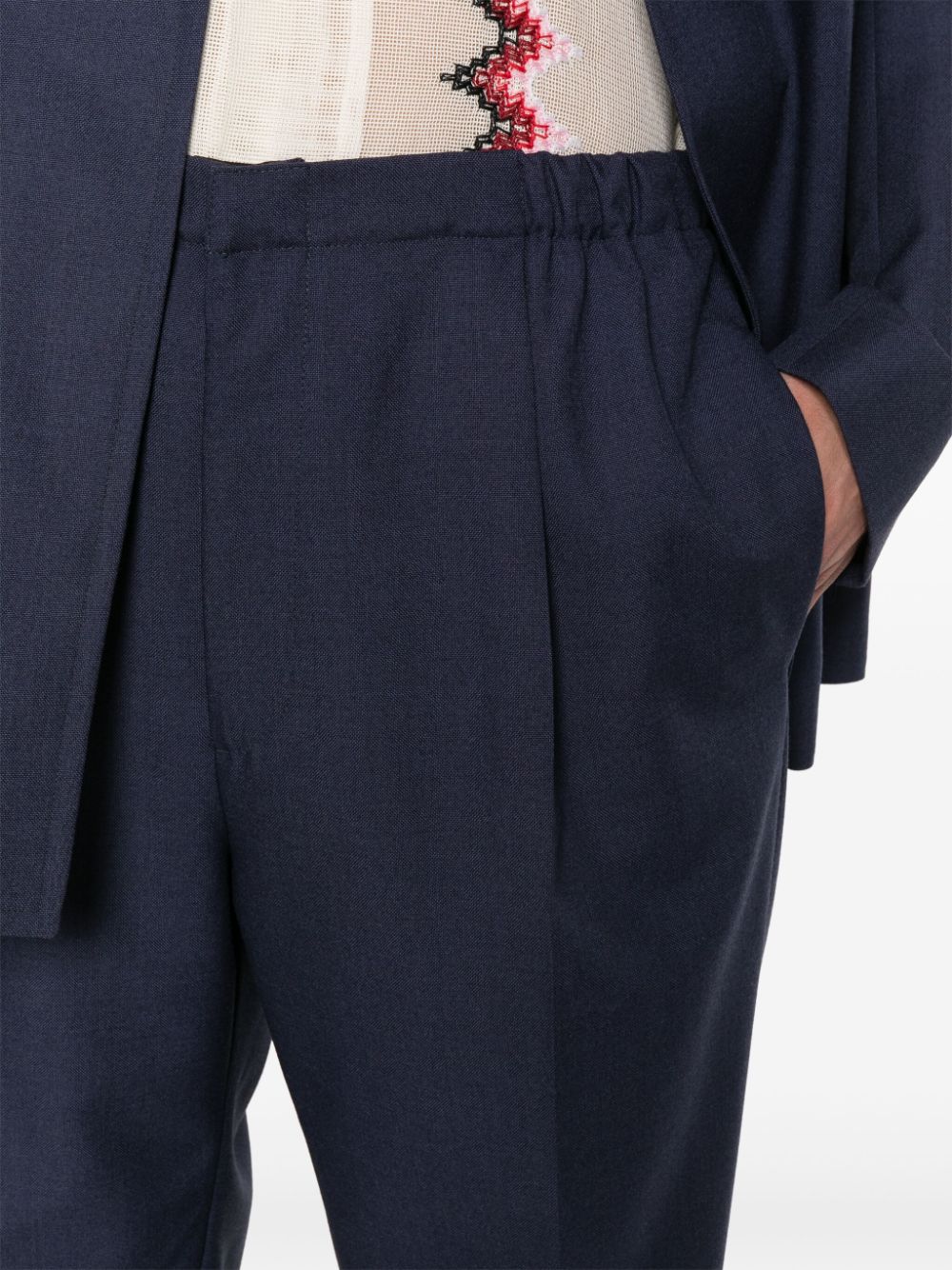 Pleat-detailing wool trousers<BR/><BR/><BR/>