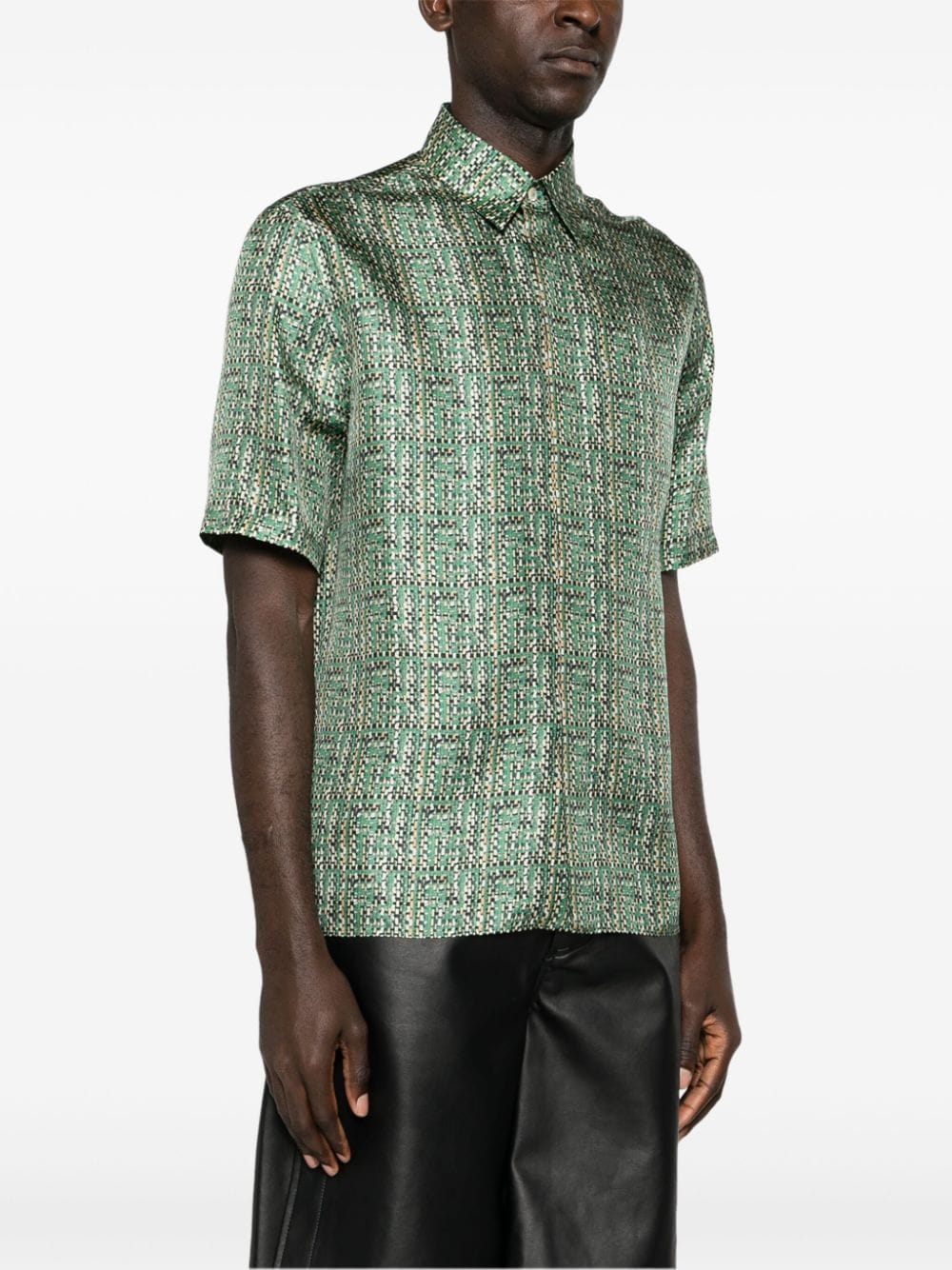 Abstract-print silk shirt<BR/><BR/><BR/>