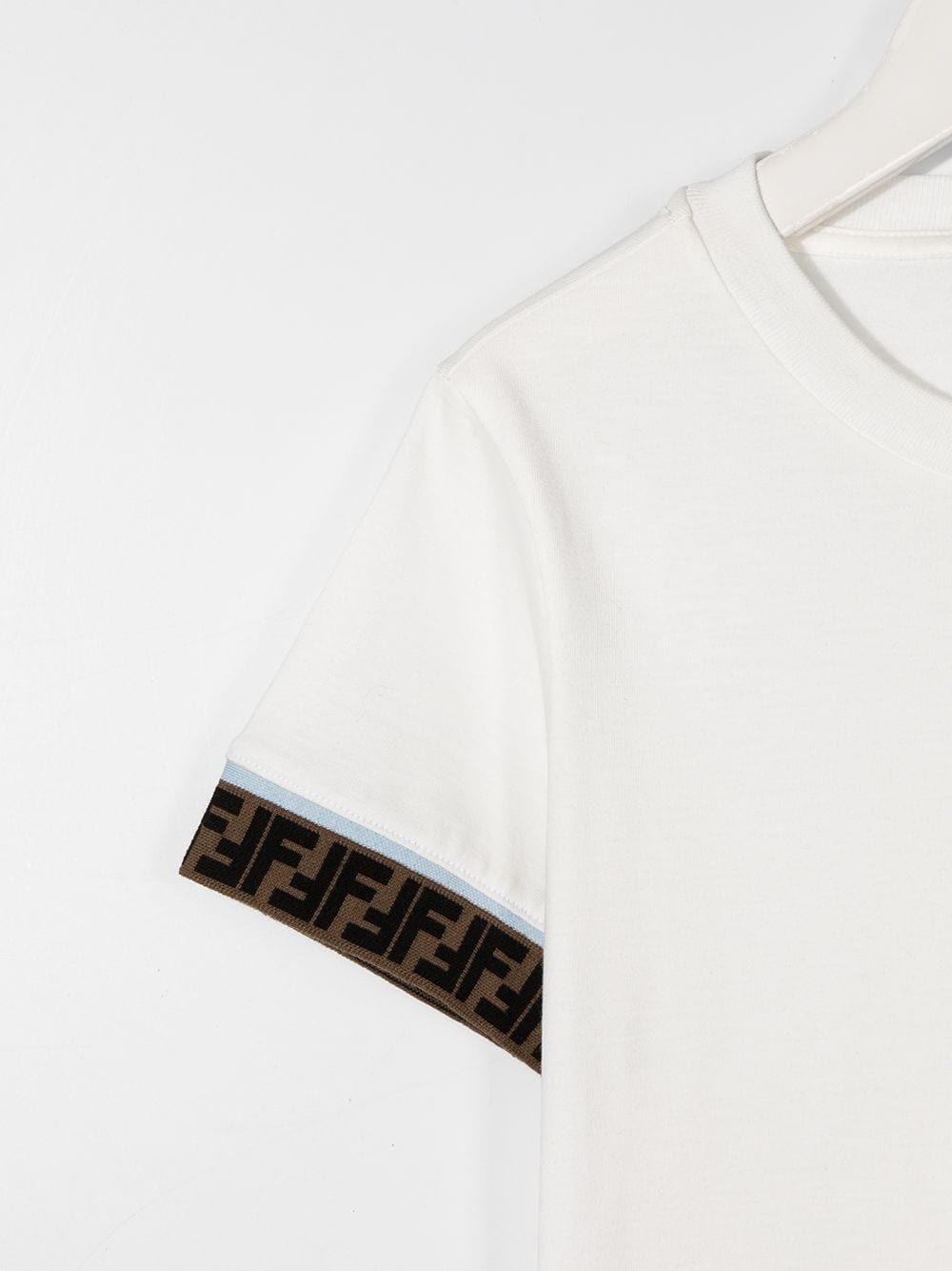 White cotton FF-logo cuff T-shirt
