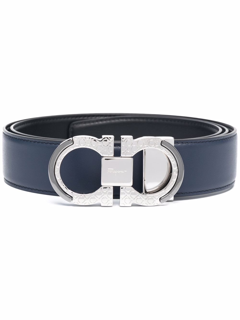 Blue calf leather Gancini logo belt