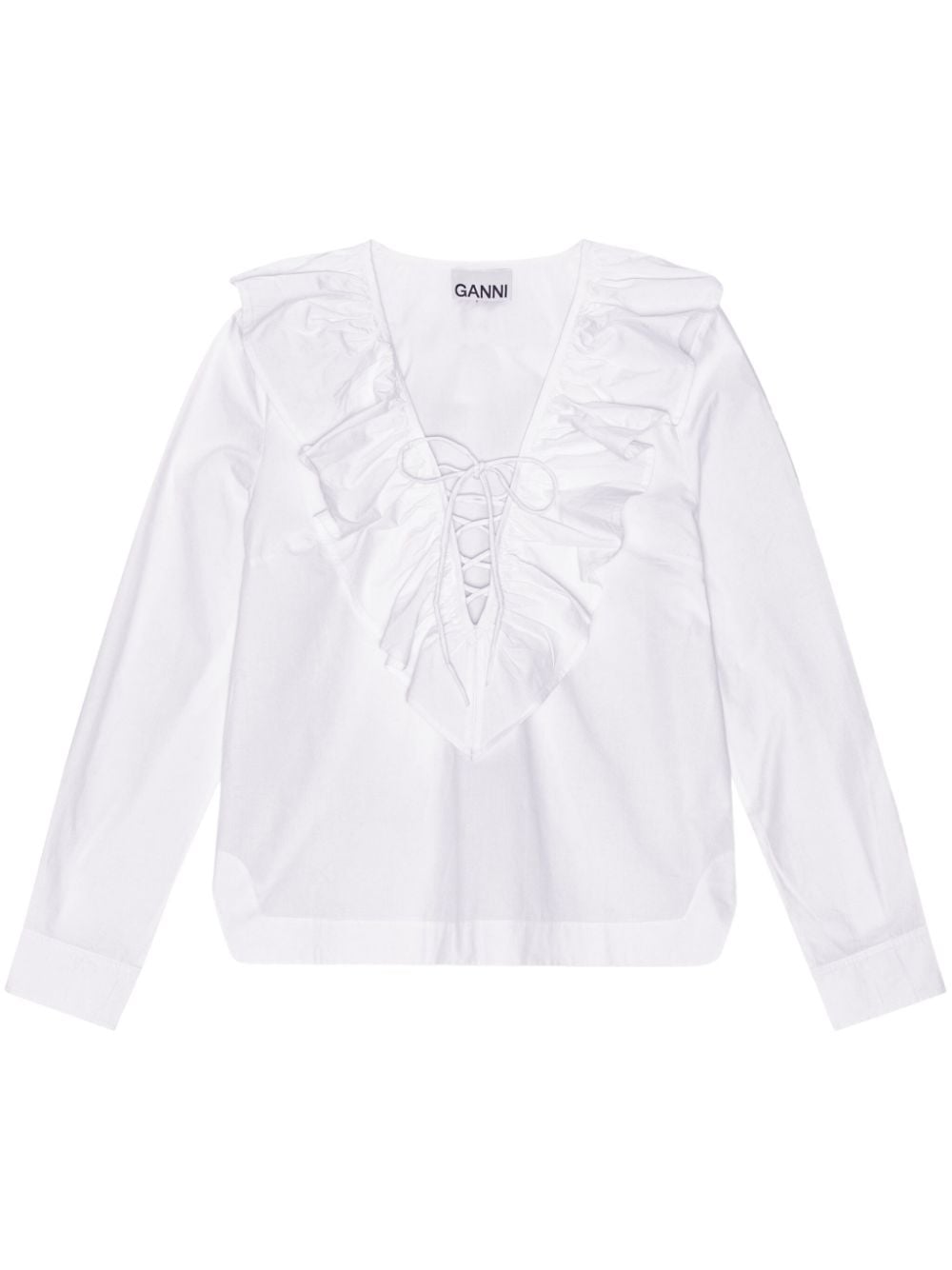 Ruffle collar white blouse