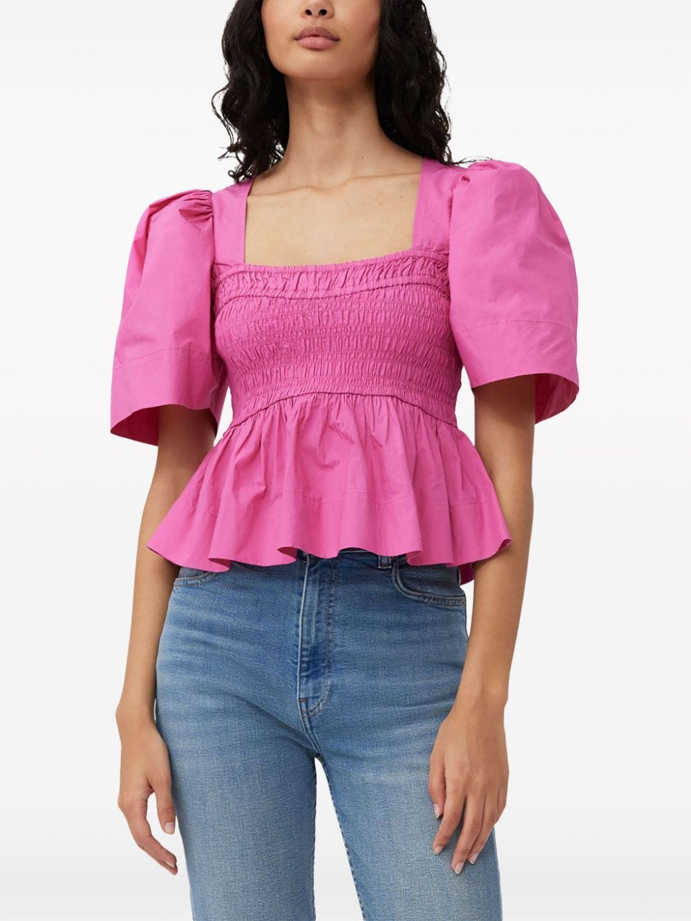 Peplum-waist organic-cotton blouse<BR/><BR/><BR/>