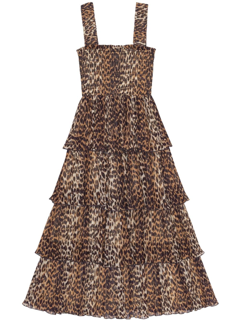 Abito midi a strati con stampa leopardata<br><br><br>