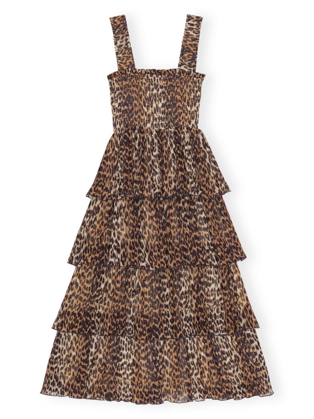 Abito midi a strati con stampa leopardata<br><br><br>