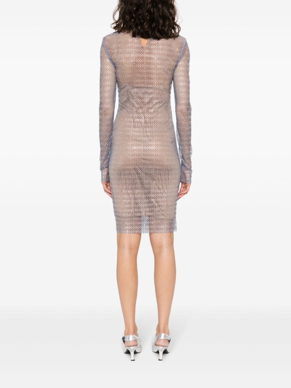 Elegant rhinestone-embellished mesh minidress<BR/><BR/><BR/>