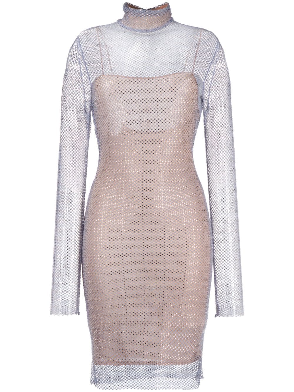 Elegant rhinestone-embellished mesh minidress<BR/><BR/><BR/>