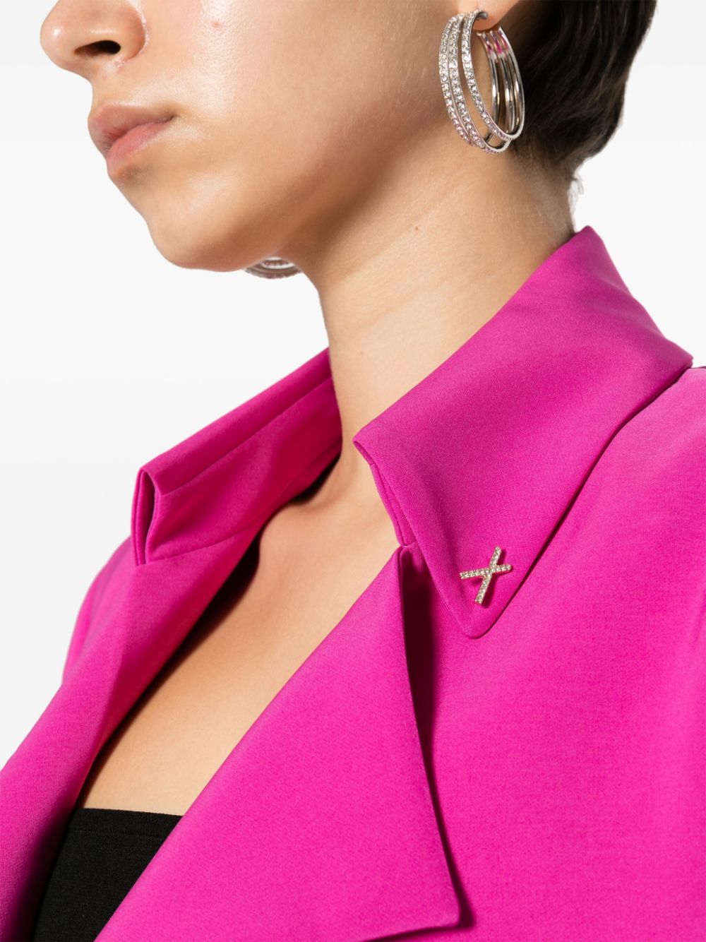 Crystal-embellished-buttons cropped blazer<BR/><BR/><BR/>