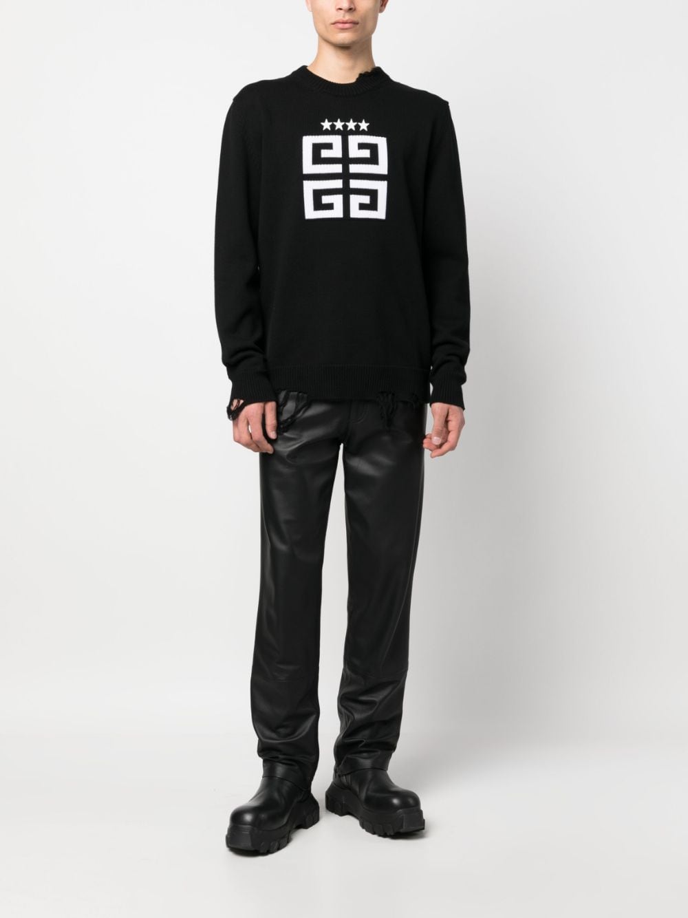 4G-motif distressed cotton sweatshirt