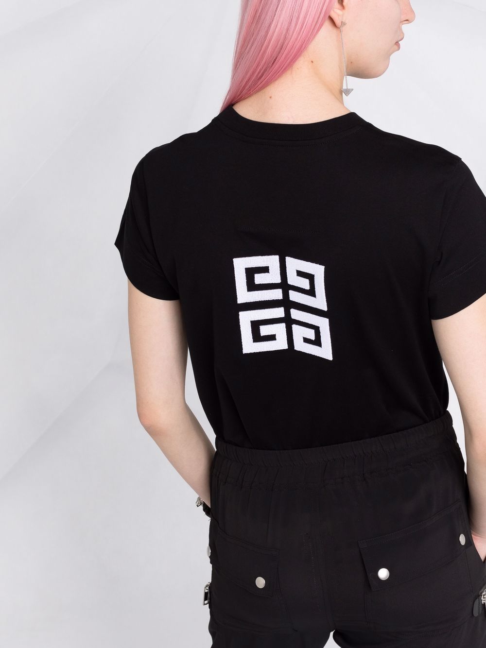T-shirt in cotone bianco/nero con stampa logo<br><br><br>