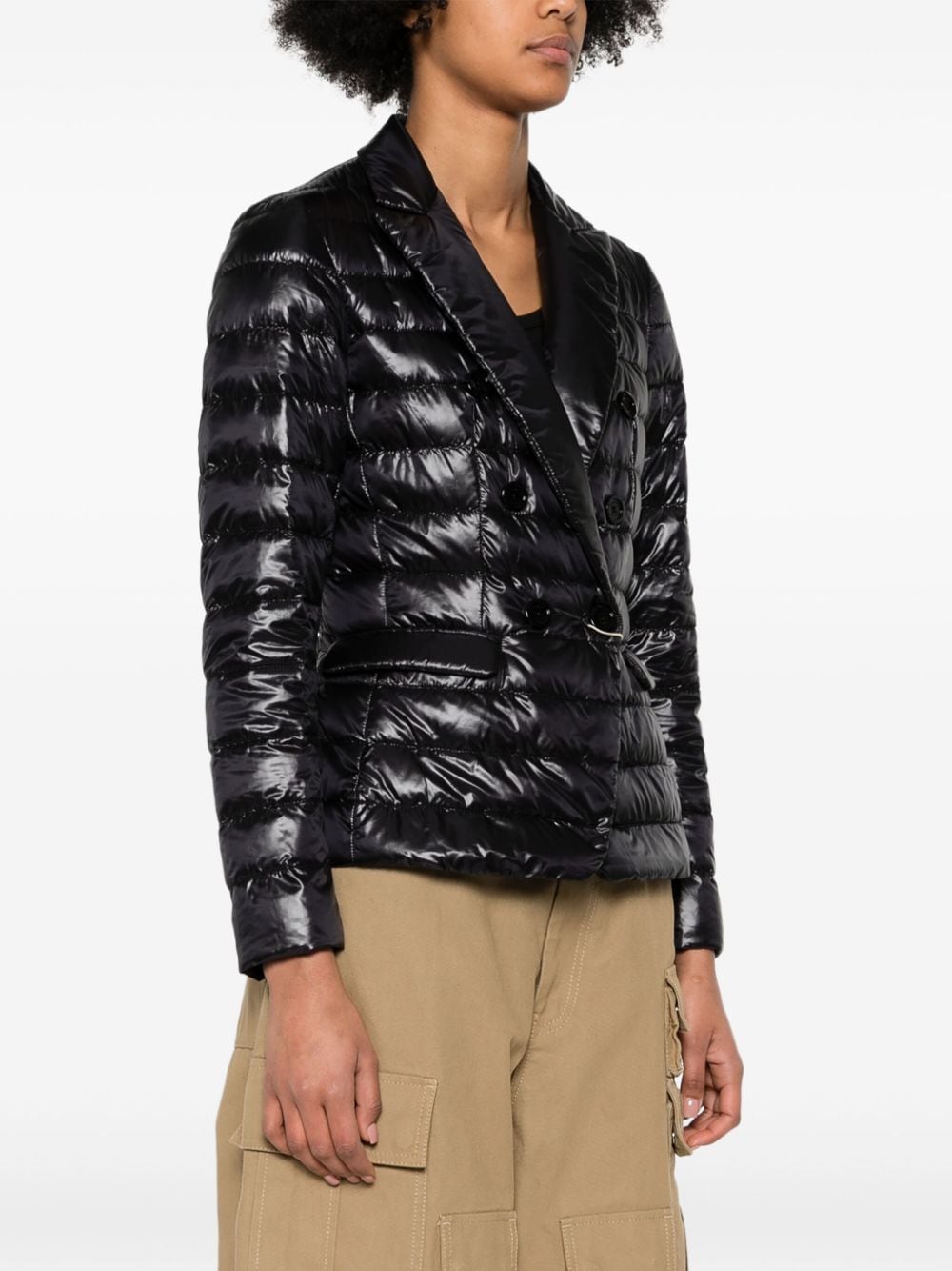 Double-breasted puffer jacket<BR/>