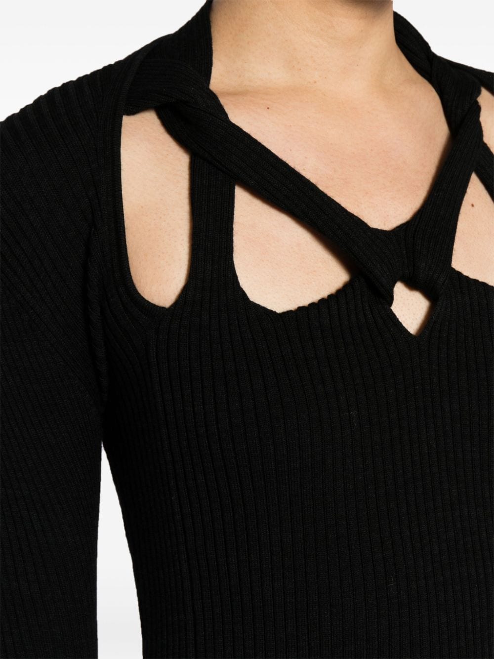 Cut-out rib-knit top<BR/><BR/><BR/>