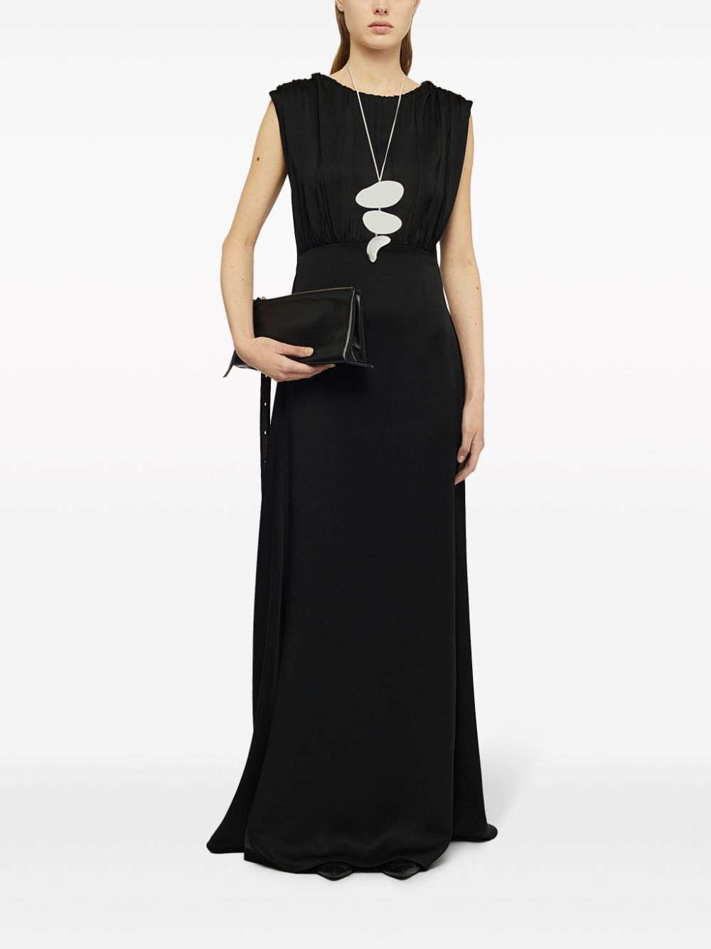 Gathered sleeveless gown<BR/><BR/><BR/>