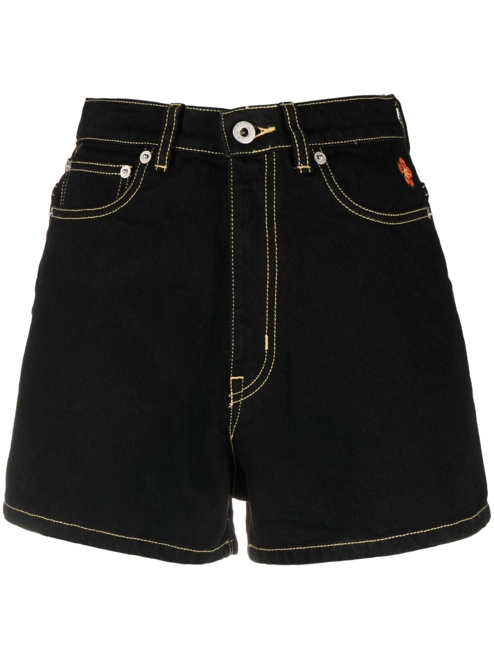 Contrast-stitch denim shorts