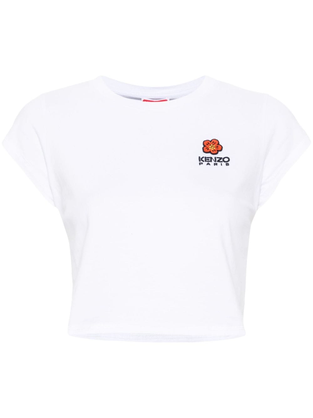 Logo-embroidered cropped T-shirt<BR/><BR/><BR/>