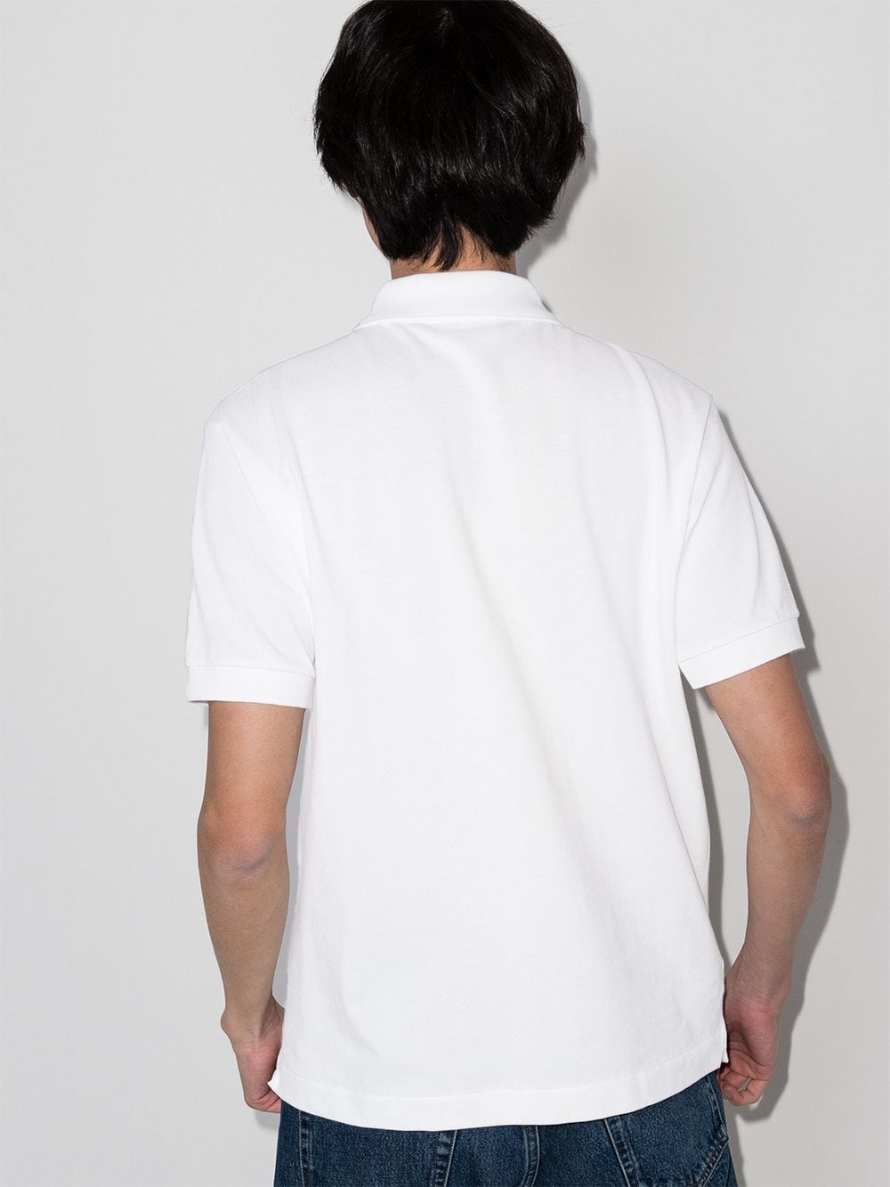 White embroidered-logo cotton polo shirt