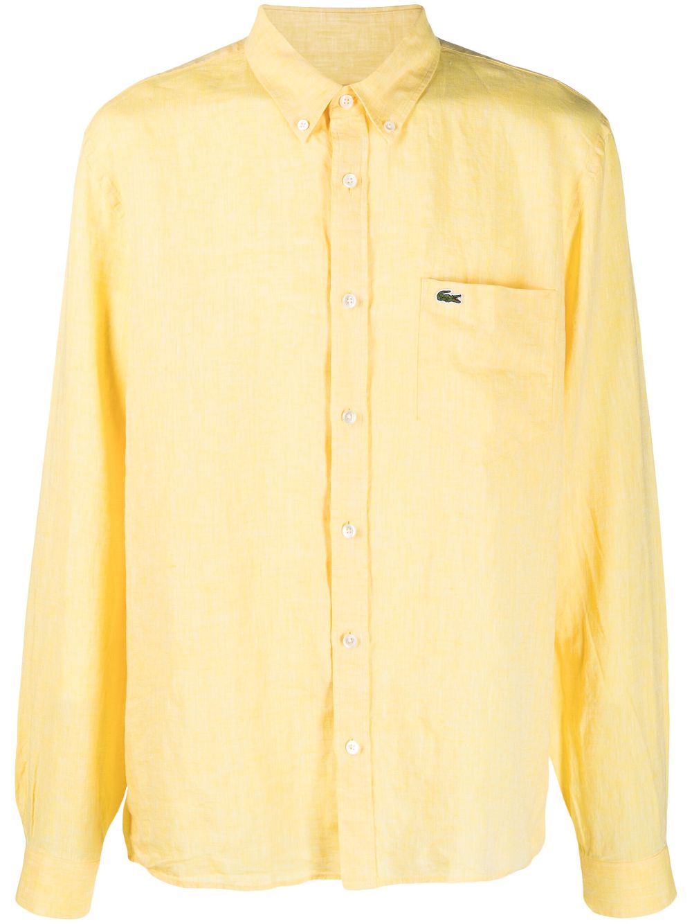 Yellow logo-embroidered button-down shirt
