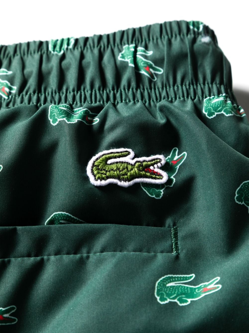 Green Crocodile-print drawstring swim shorts<BR/><BR/><BR/><BR/>
