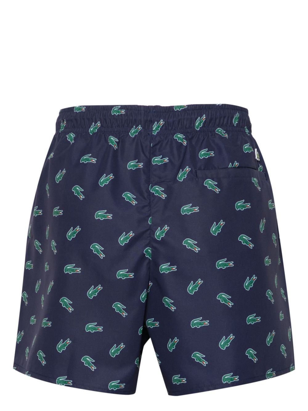 Blue Crocodile-print drawstring swim shorts<BR/><BR/>