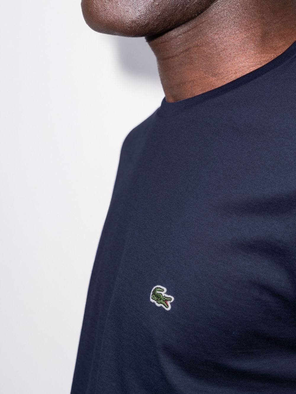 Navy blue cotton logo-patch cotton T-shirt