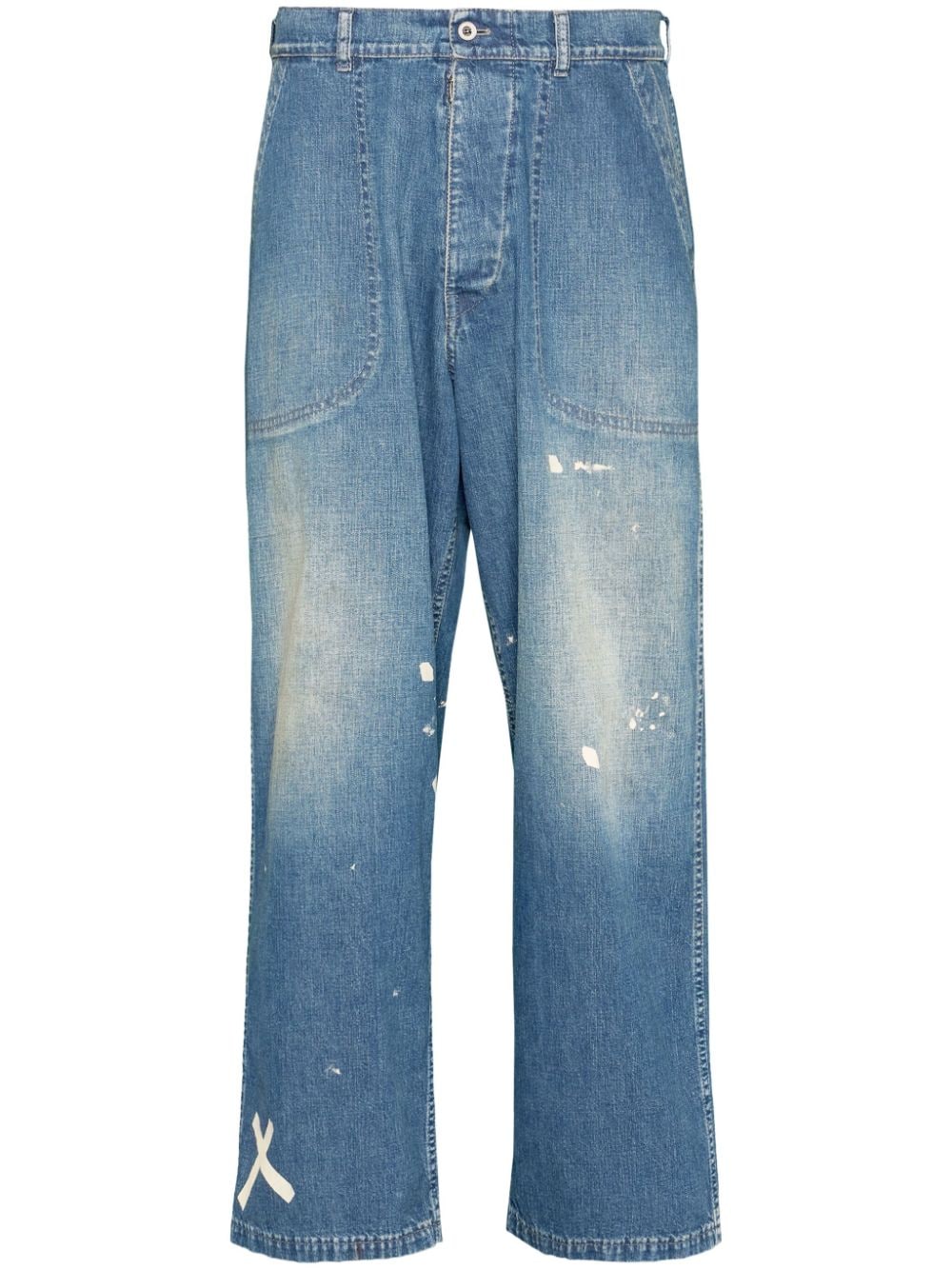 Jeans a gamba larga con schizzi di vernice<br><br><br>