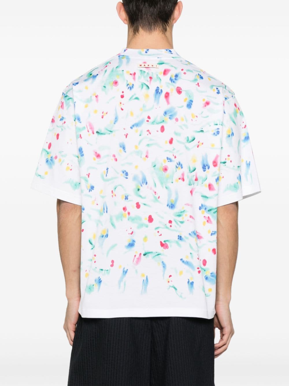 Paint-splatter cotton T-shirt<BR/><BR/><BR/>