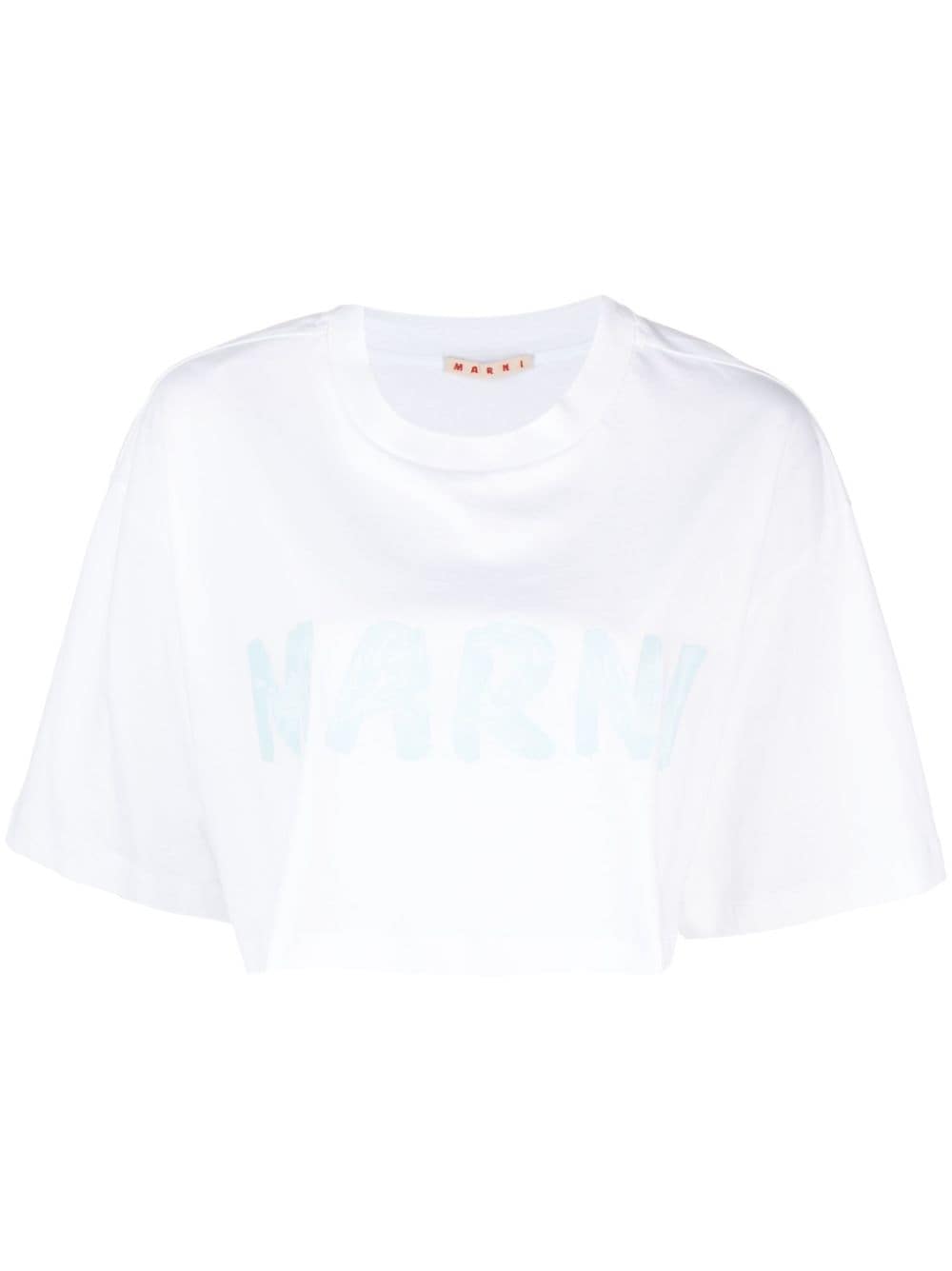 T-shirt cropped in cotone con stampa logo<br><br><br>