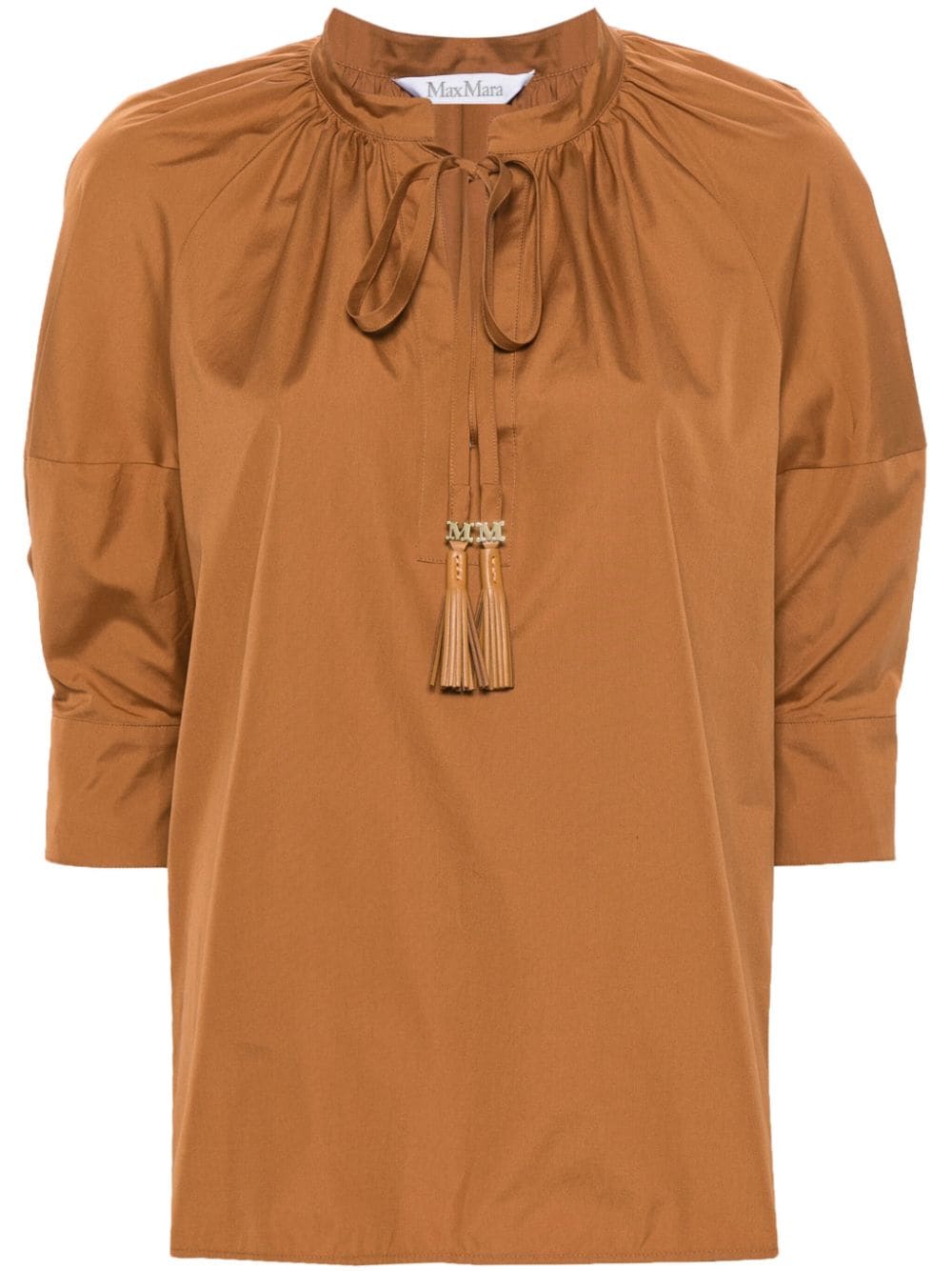 Tassel-detail cotton blouse<BR/><BR/><BR/>
