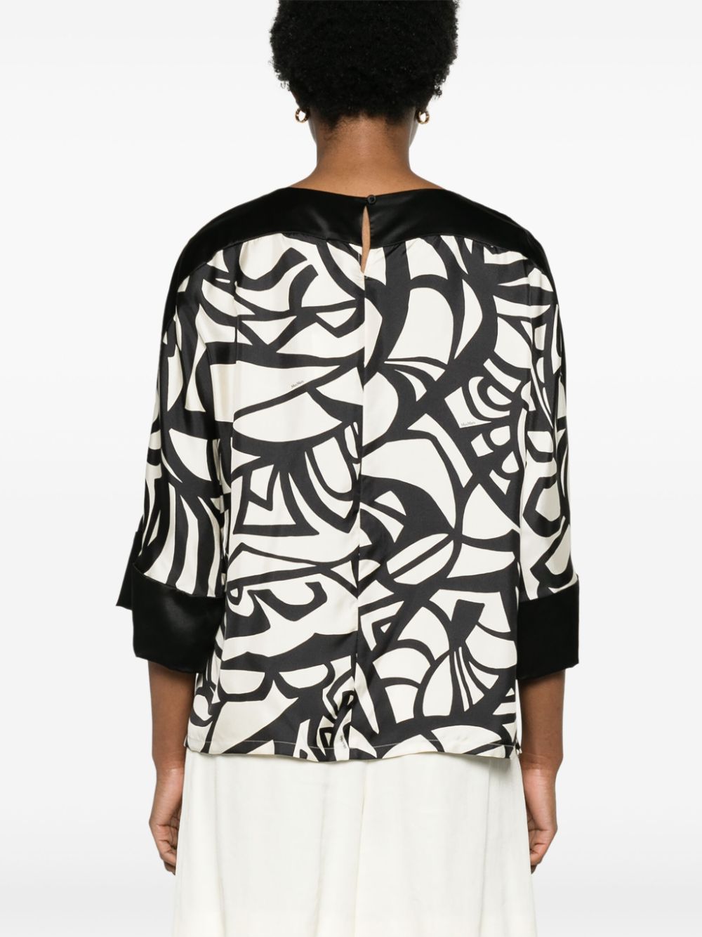 Abstract-print silk blouse<BR/>