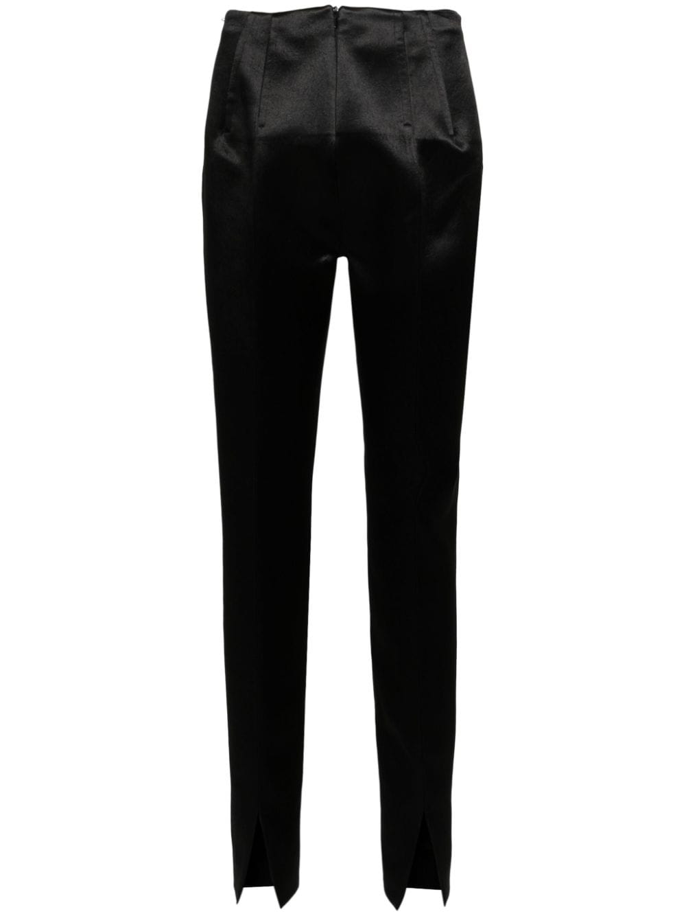 Satin-weave low-rise trousers<BR/>
