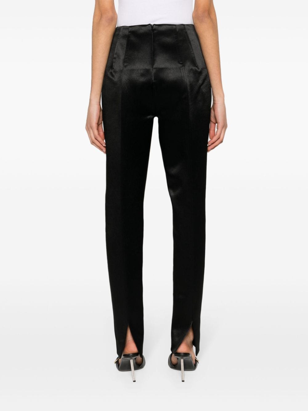 Satin-weave low-rise trousers<BR/>
