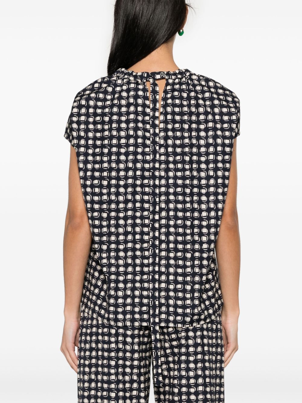 Monogram-print cotton blouse<BR/>