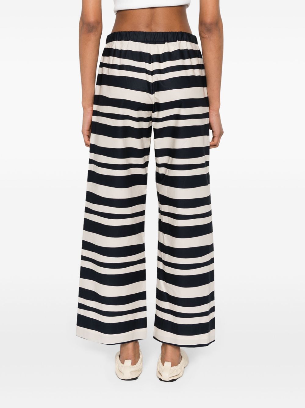 Stripe pattern popeline texture pants
