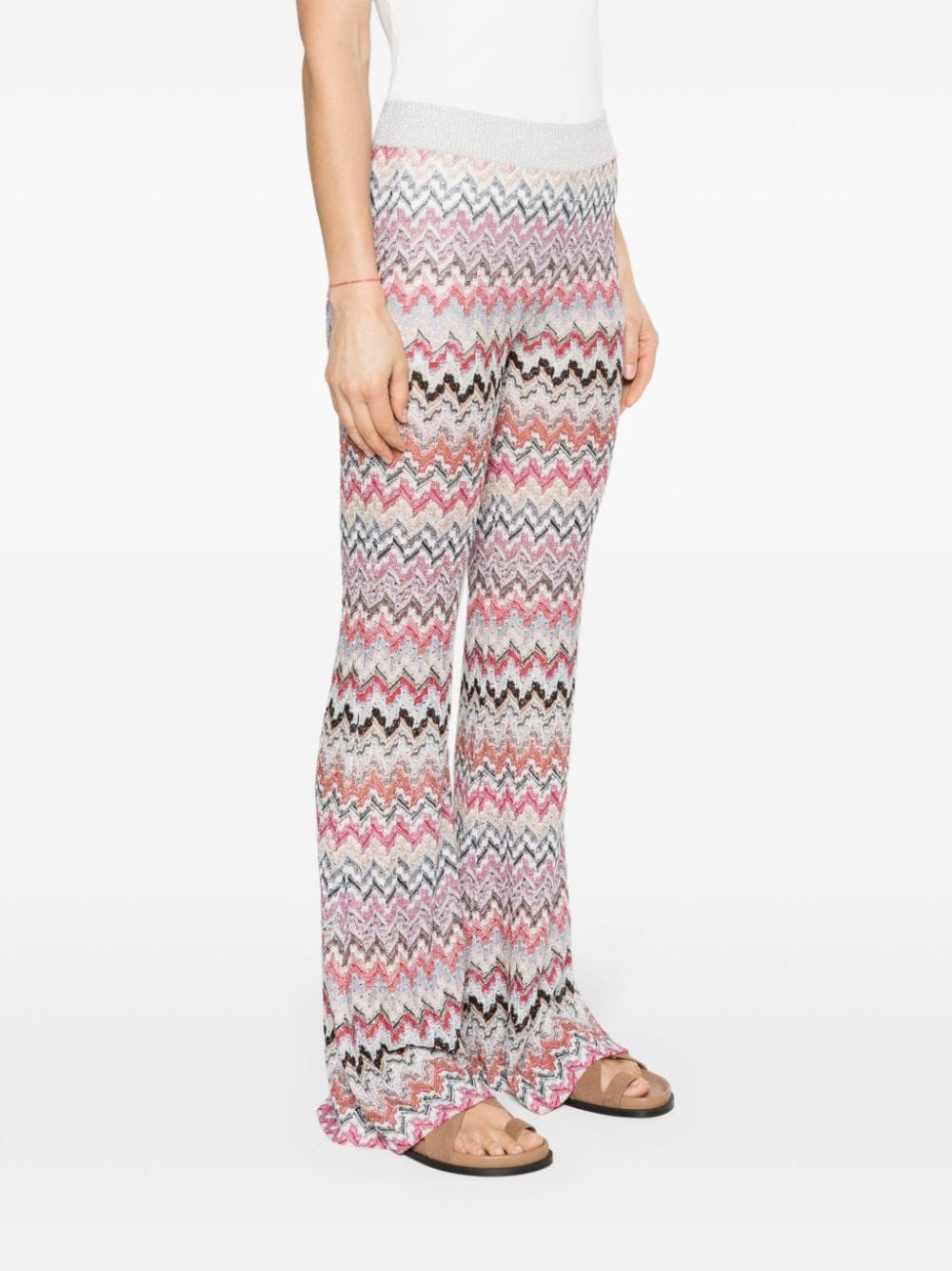 Zigzag-woven flared trousers<BR/><BR/><BR/>
