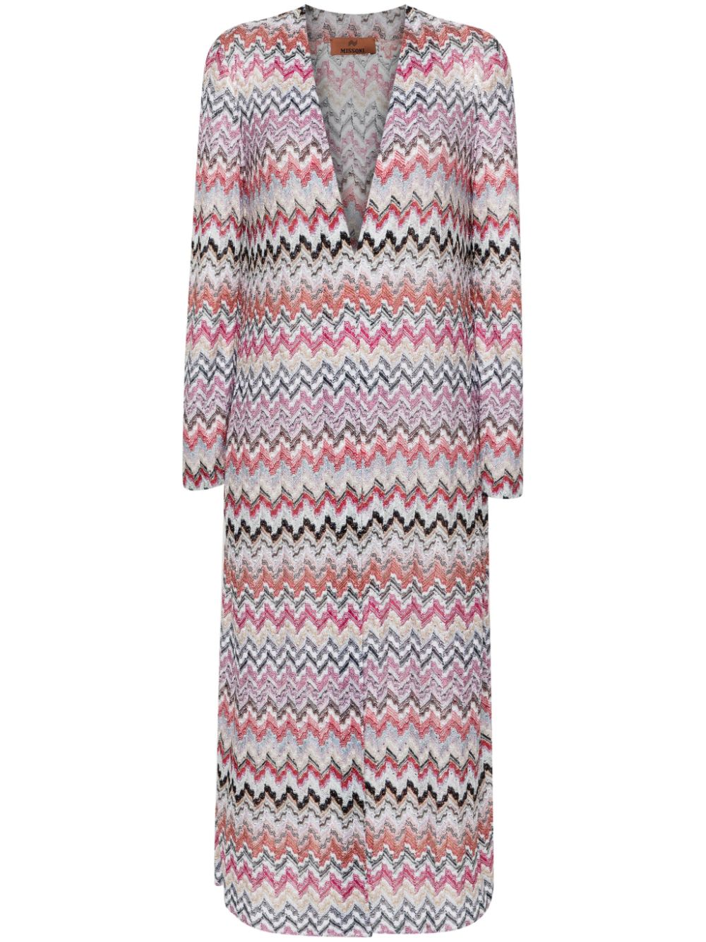Open-front chevron long-length cardigan<BR/><BR/><BR/>