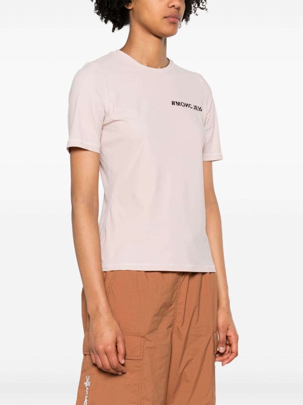 T-shirt dal design elasticizzato rosa chiaro/nero