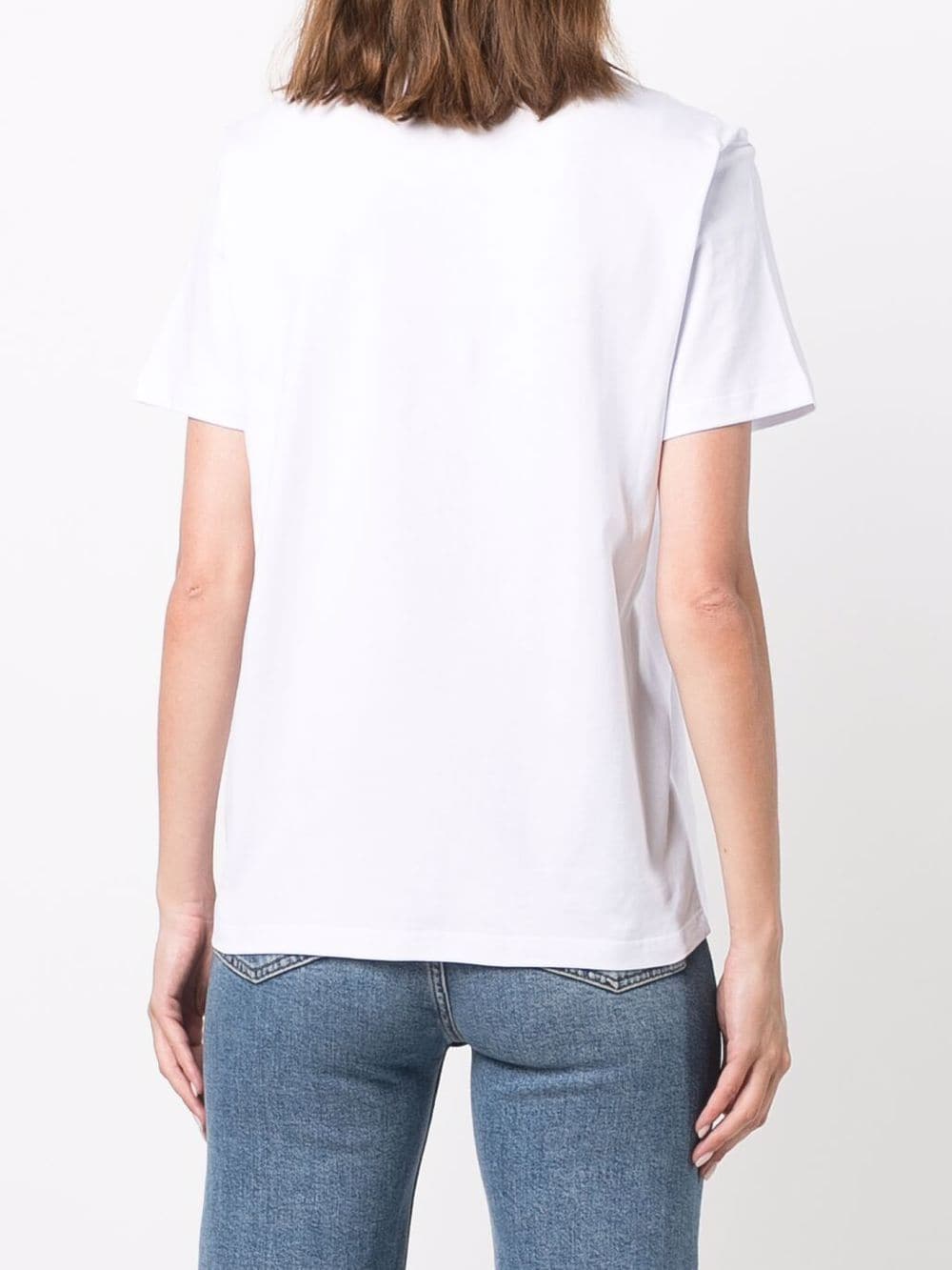 T-shirt bianca in cotone con stampa logo<br><br><br>