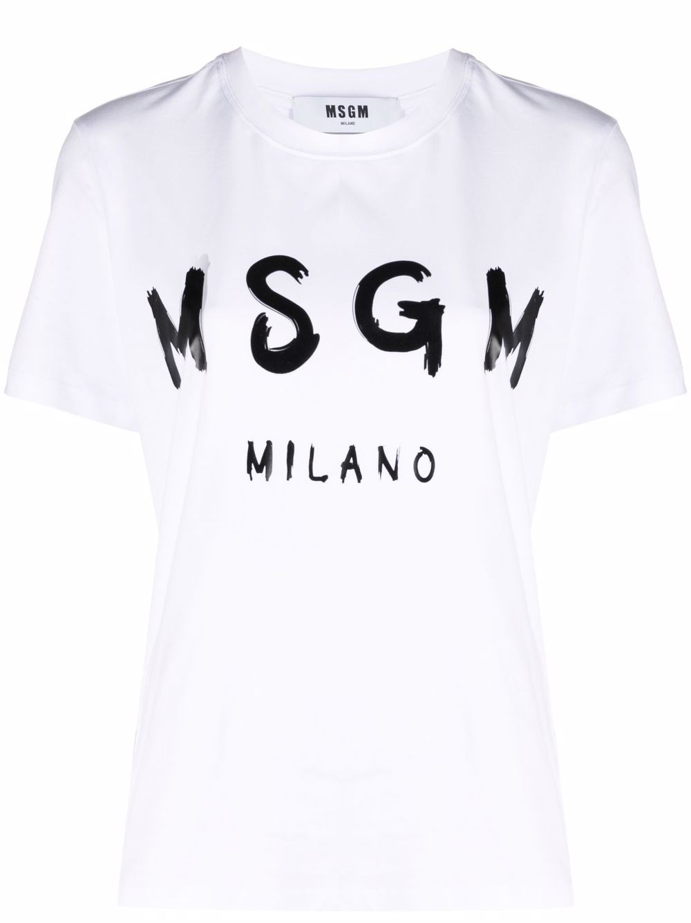 White cotton logo-print T-shirt<BR/><BR/><BR/>