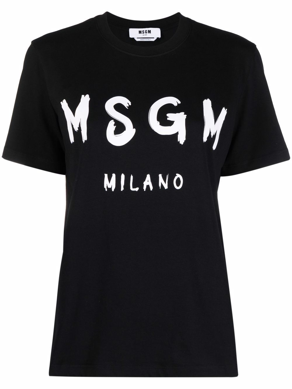 T-shirt a maniche corte in cotone nero corvino/bianco con stampa logo