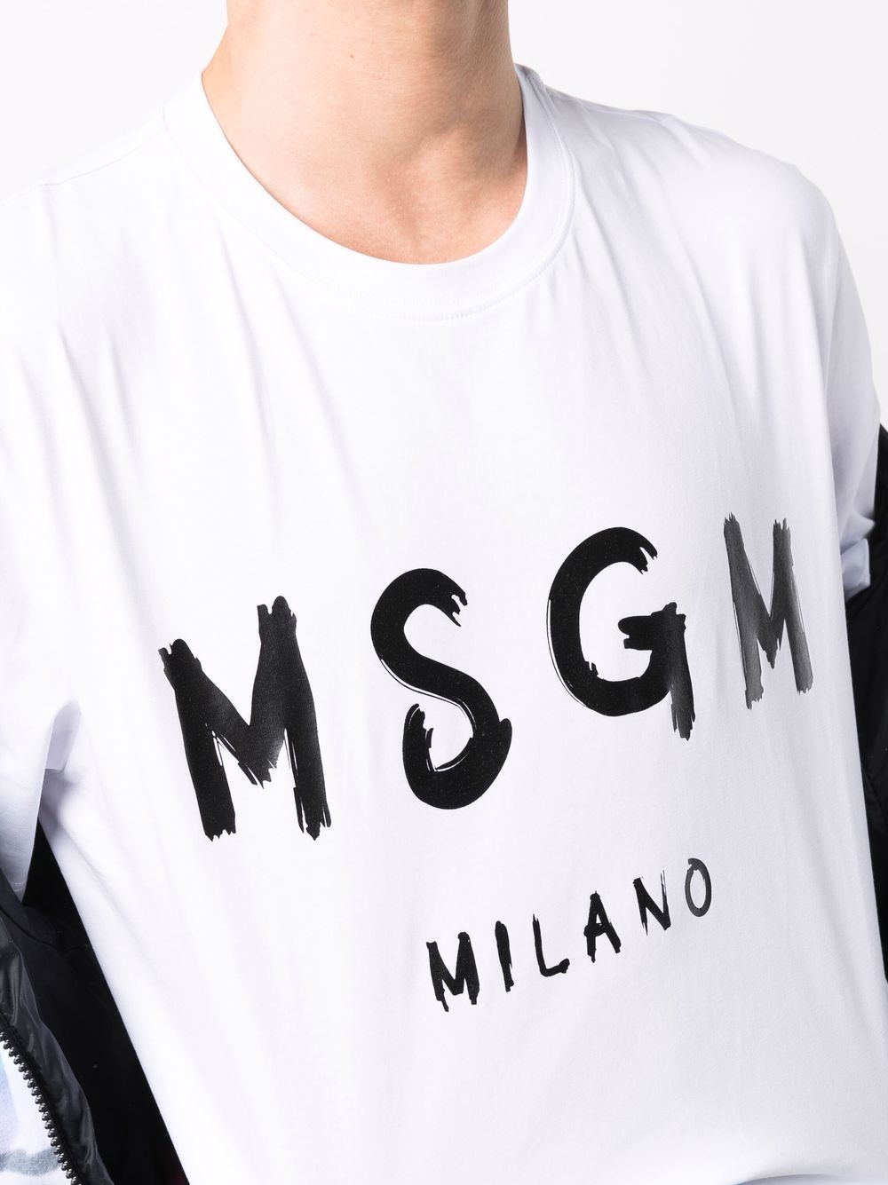 T-shirt in cotone bianco/nero con stampa logo