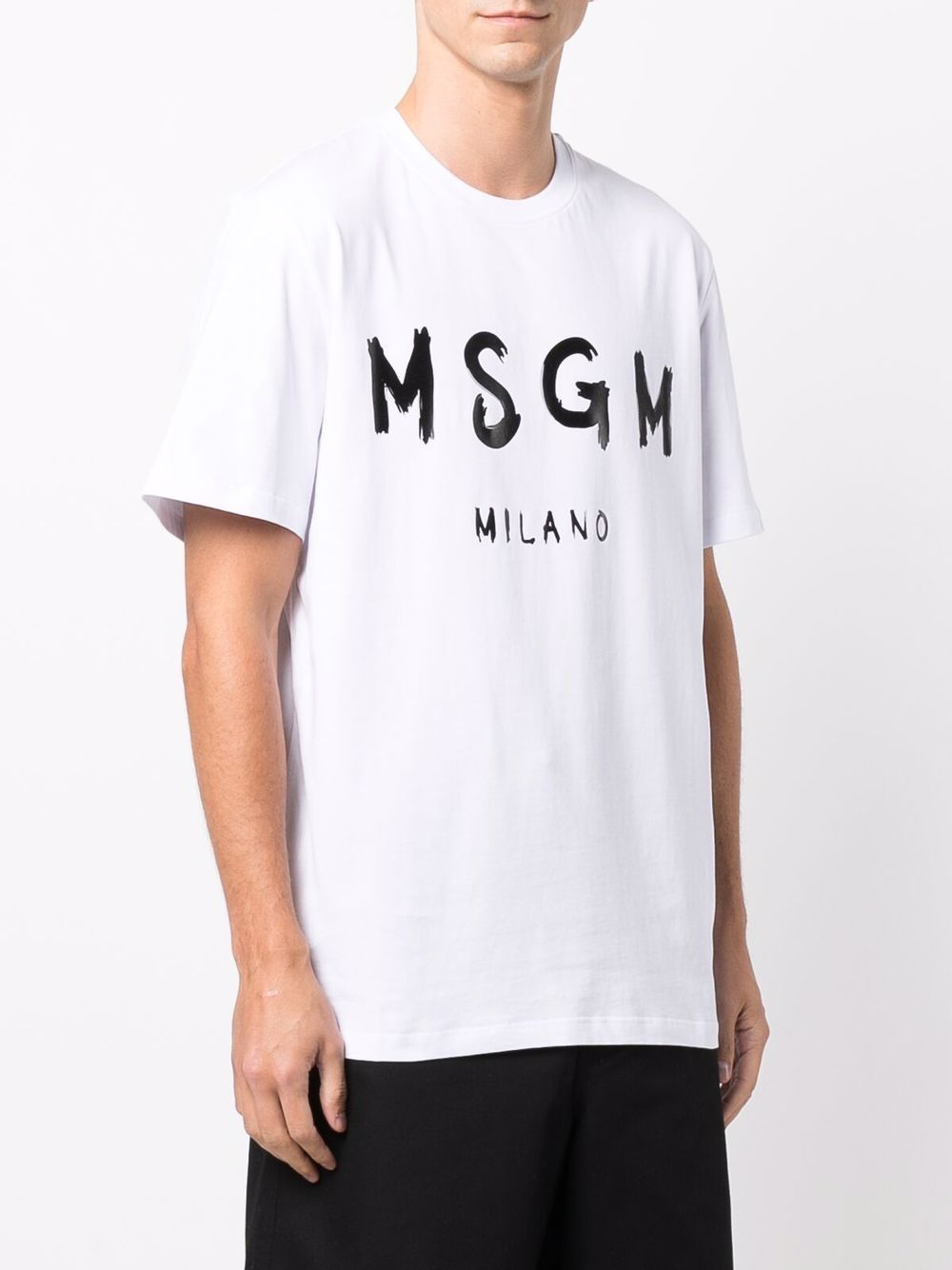 T-shirt in cotone bianco/nero con stampa logo