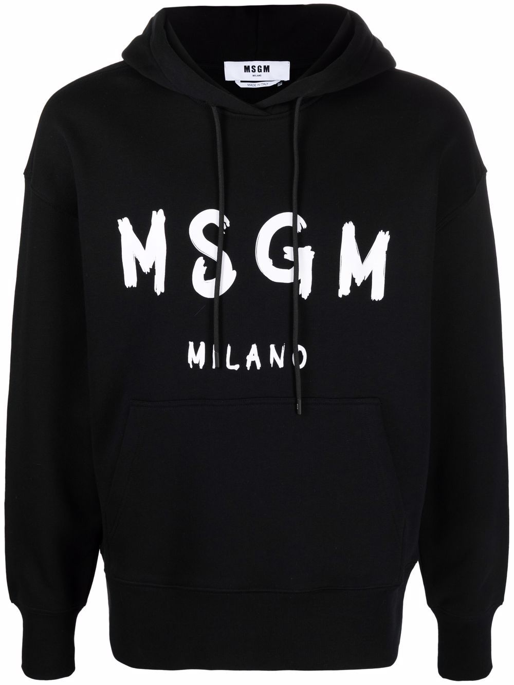 Black cotton logo print hoodie