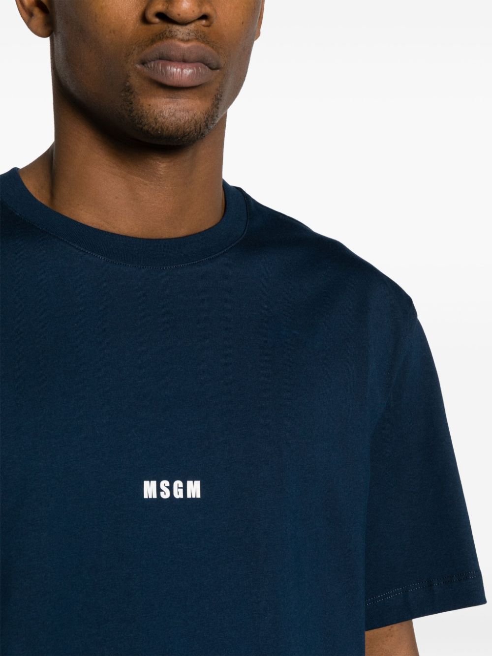 T-shirt blu con stampa logo