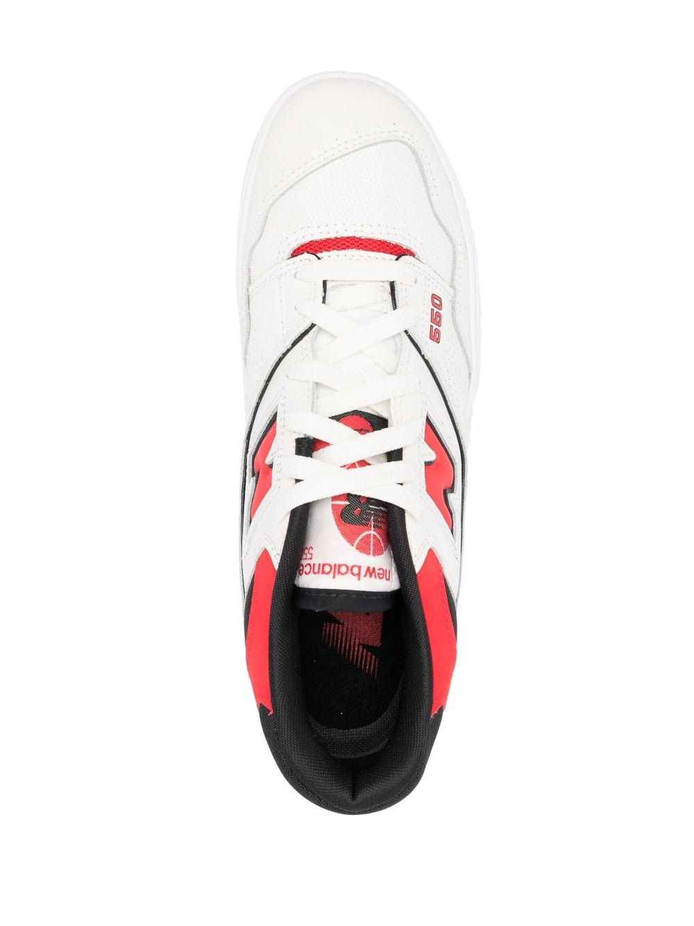 White/red 550 leather sneakers