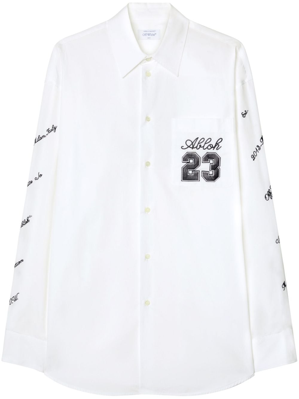 Logo-embroidered cotton shirt<BR/><BR/><BR/>