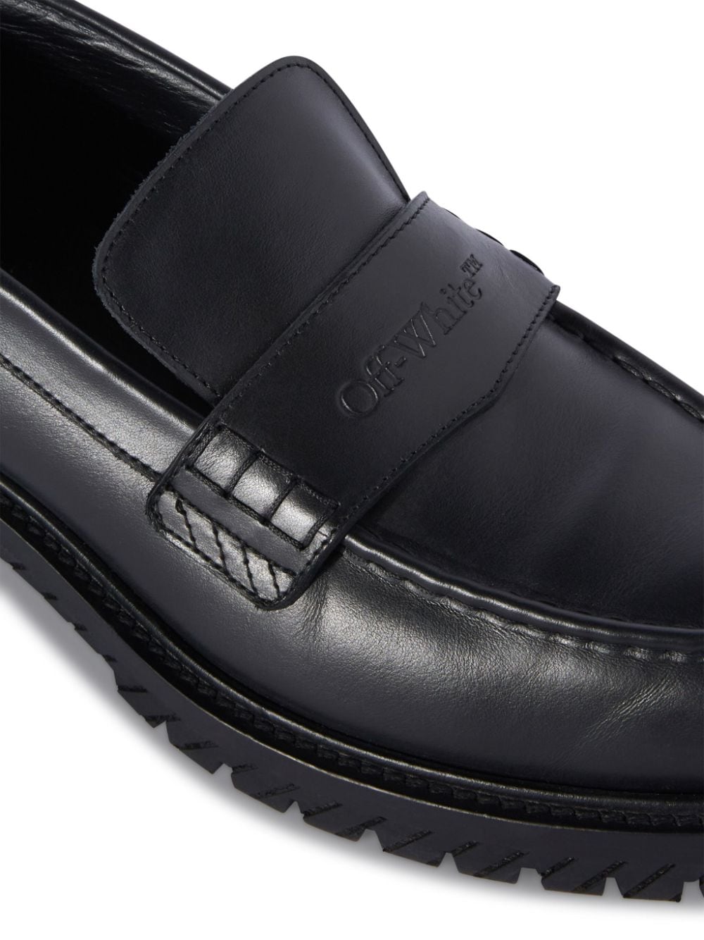 Military logo-debossed leather loafers<BR/><BR/><BR/>