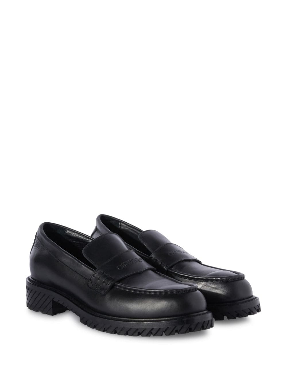 Military logo-debossed leather loafers<BR/><BR/><BR/>